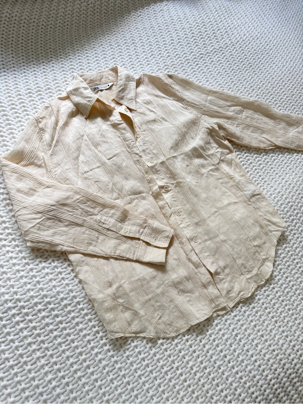 Zara Cream Lightweight Button-Down Blouse